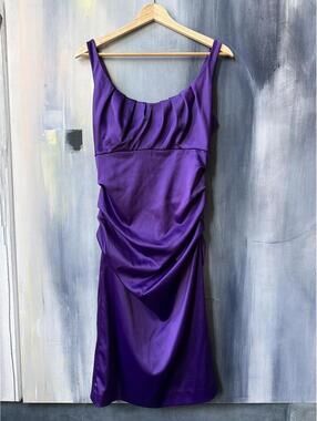 Vintage Suzi Chin Ruched Cocktail Dress Purple Size 8